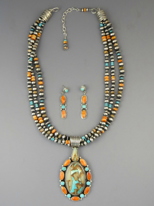Royston Boulder Turquoise & Spiny Oyster Shell Necklace Set