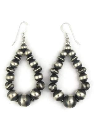 Sterling Silver Bead Loop Earrings (ER3807) - Southwest Silver Gallery