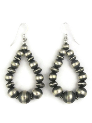 Sterling Silver Bead Loop Earrings (ER3808) - Southwest Silver Gallery