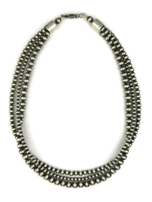 Three Strand Silver Bead Necklace 
