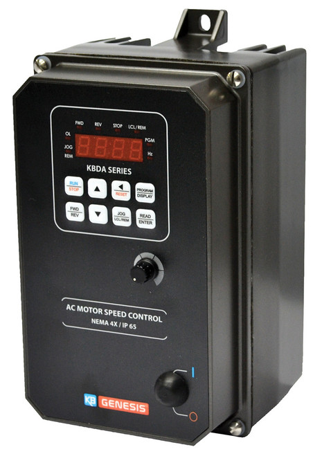 KBDA-24P Black (9766), Digital AC Drives, Nema 4x Inverter 1 HP, 230 Vac 3-Phase Input, 230 Vac 3-Phase Output, Nema 4x Enclosure, Variable Frequency Drives