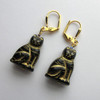 Earrings: Black Czech glass cats with rhinestone eyes. A great gift for cat lovers