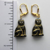 Earrings: Black Czech glass cats with rhinestone eyes. A great gift for cat lovers