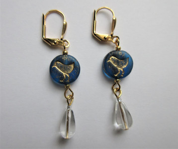 Blue bird earrings