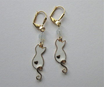 Enamel cat earrings