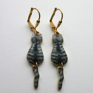 Grey Tabby cat earrings, great gift for cat lovers