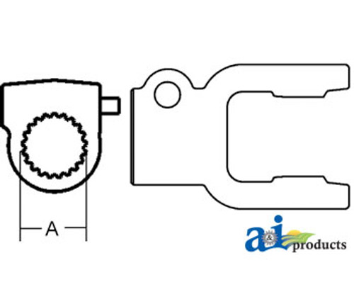 Tractor Yoke, Splined 1 3/8" - 21 Spline w/ QDP A-BP507013751-A