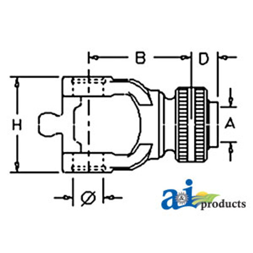Tractor Yoke, Splined 1 3/8" - 6 Spline w/ Slide Collar, CV A-BP573060375