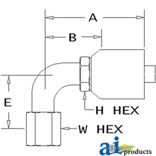 (HW-FJX90) Female JIC 37�� - Swivel - 90�� Elbow A-FJX90-08-06-W