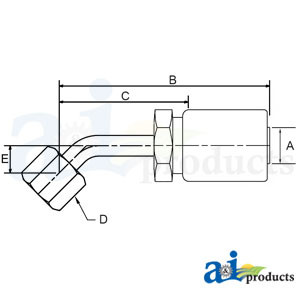 (HC-FSX45) Female SAE 45 - Swivel - 45 Elbow A-FSX45-06-06