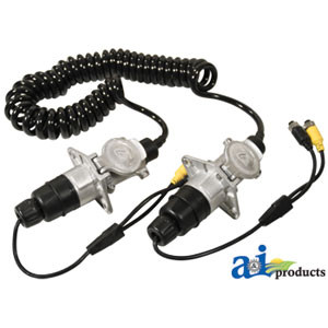 CabCAM Trailer Cable Kit, 7 Pin Coiled, Aluminum Connectors, 2 Camera Capability A-TCK523