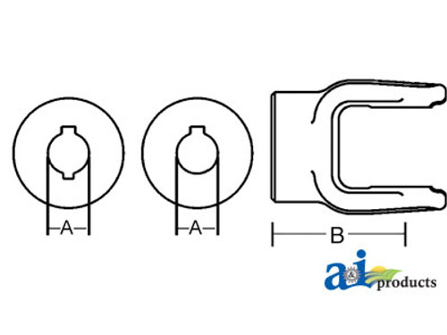 Implement Yoke, Round Bore 1" w/ 3/16" Keyway & Set Screw A-D108016