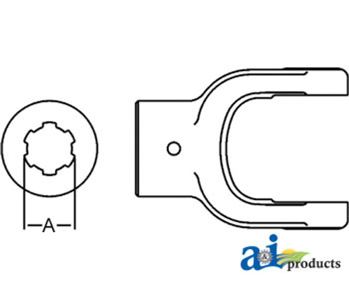 Implement Yoke, Splined 1 3/8" - 6 Spline w/ 8mm Pin Hole A-W041299