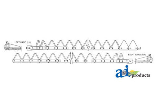 Sickle Assembly, 9' (RH), Chrome 11ga sabertooth, 60 CTSK Bolt-On A-881-010