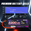7.4V Lipo Battery 2S 5200mAh 80C Lipos Hard Case with T Connector for RC Car Trucks 1/8 1/10 RC Vehicles(2 Packs)