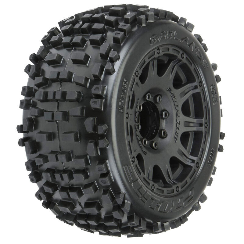 Badlands 3.8" Pre-Mounted Truck Tires (2) (Black) w/Raid Wheels (M2)