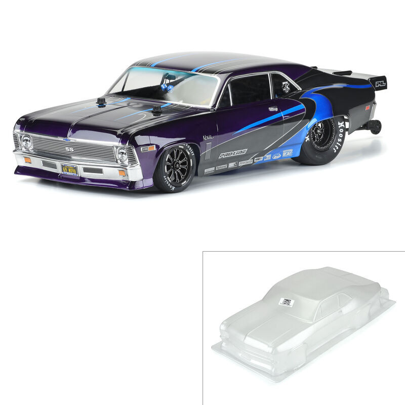 Clear Body, 1969 Chevrolet Nova: 1/10 Slash 2WD, Drag Car