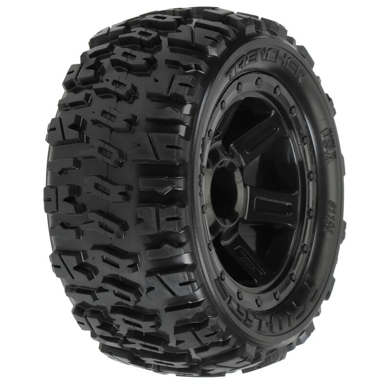 Pre-Mounted Trencher Desperado Wheels (2) (1/16 E-Revo) (Black)