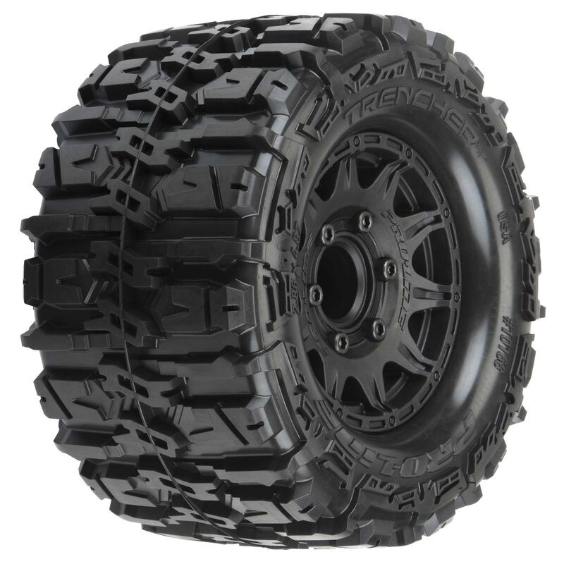 Trencher HP Belted 2.8" Pre-Mounted Truck Tires (M2) (2) (Black) w/Raid Rear Wheels