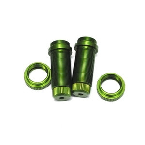 Aluminum Threaded Front Shock Body Set (Green) (2) (Slash)