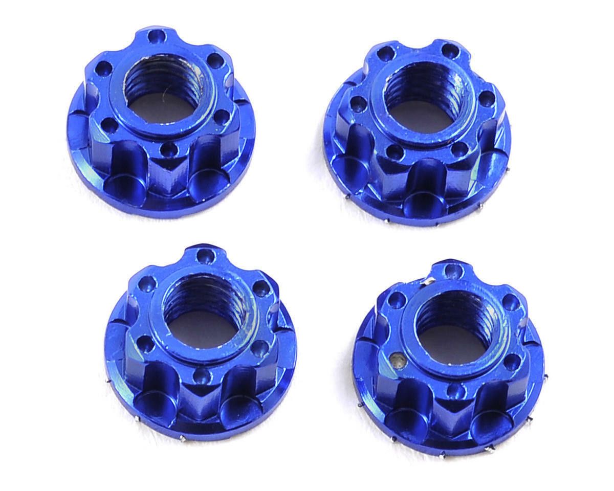 4mm Aluminum Serrated Wheel Lock Nut (4) (Dark Blue)