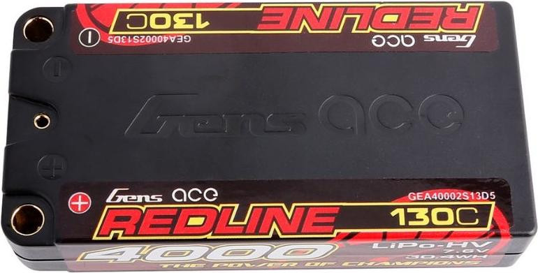 Gens Ace Redline 2S LiHV LiPo LCG Battery 130C (7.6V/4000mAh) w/5mm Bullets