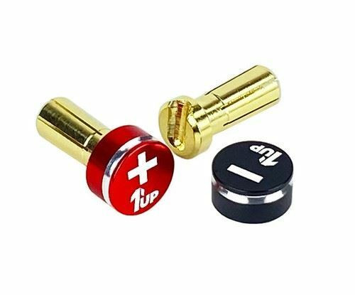 1UP Racing LowPro Bullet Plug Grips w/5mm Bullets (Black/Red)