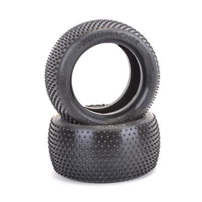 Schumacher "Mini Pin 1" 2.2" 1/10 Rear Buggy Carpet Tires (2) (Silver)