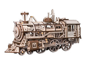 Mechanical Wood Models; Steam Locomotive - with wind-up spring
