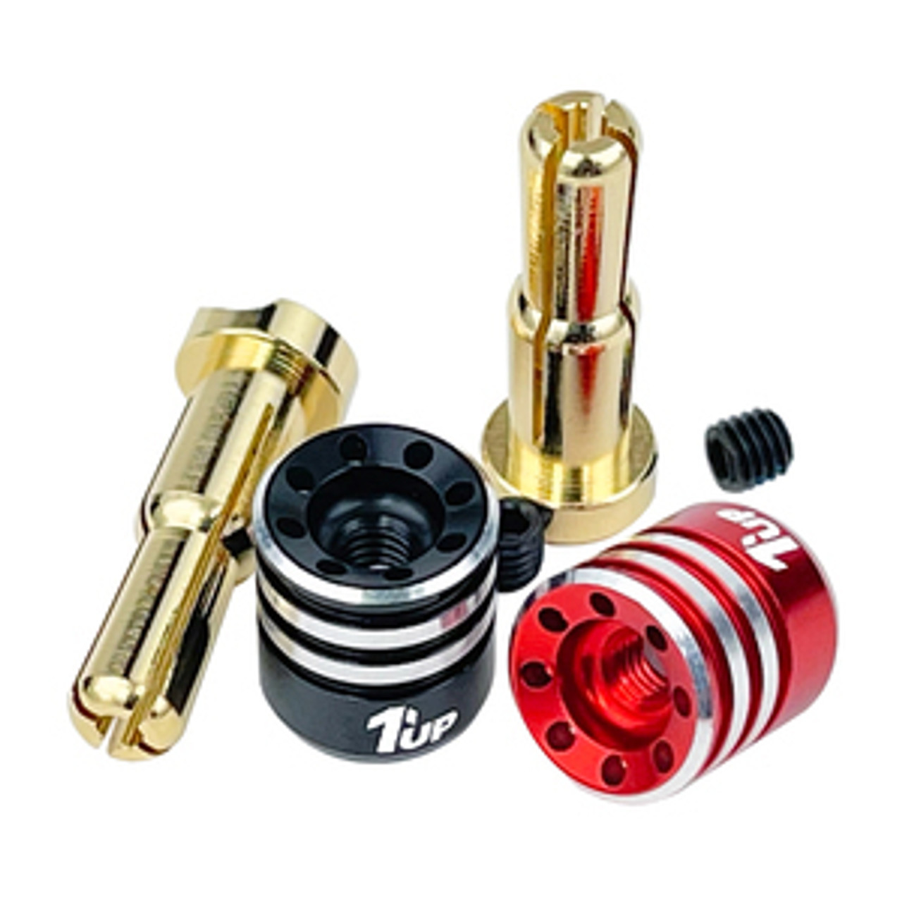 1UP Racing Heatsink Bullet Plug Grips w/4-5mm Bullets (Black/Red)