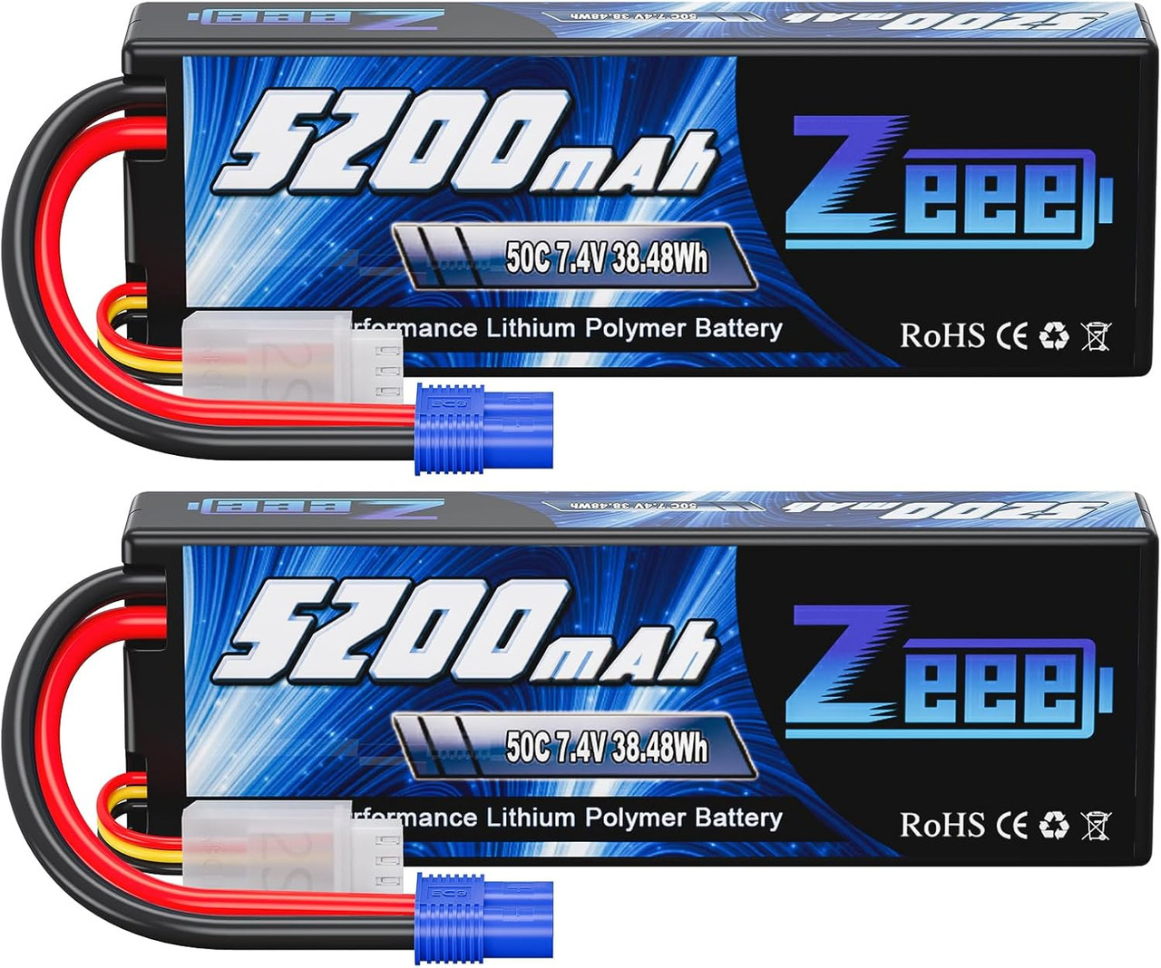 Zeee 2S 5200mAh Lipo Battery 7.4V 50C Hard Case Battery with EC3
