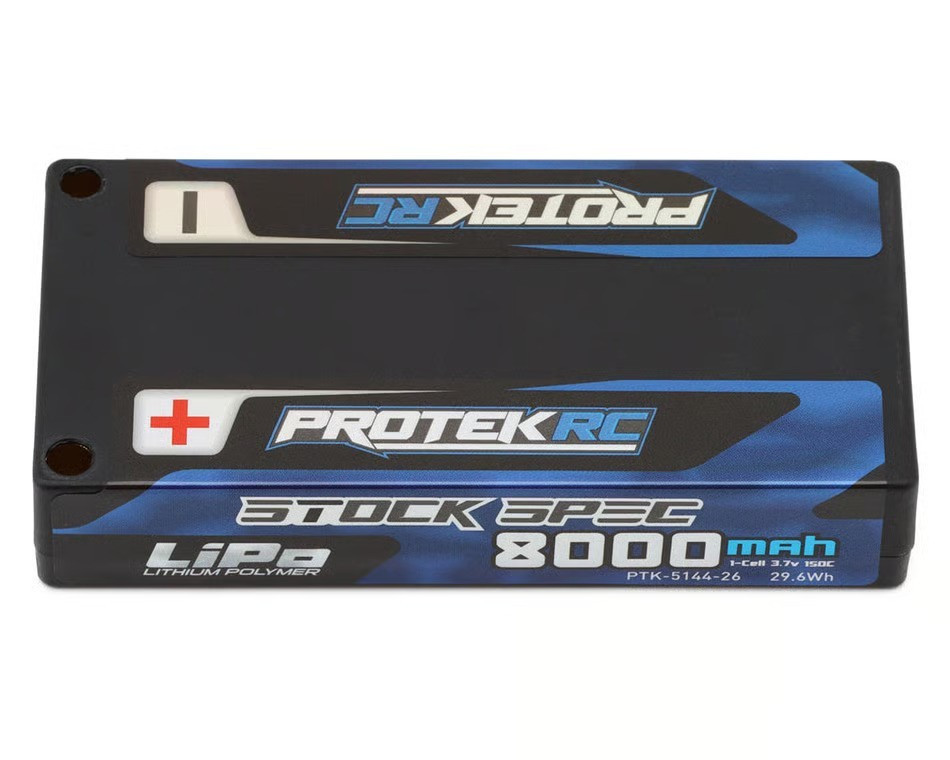 ProTek RC 1S 150C Low IR Si-Graphene "Stock Spec" Shorty LiPo Battery (3.7V/8000mAh) w/5mm Connectors (ROAR Approved)
