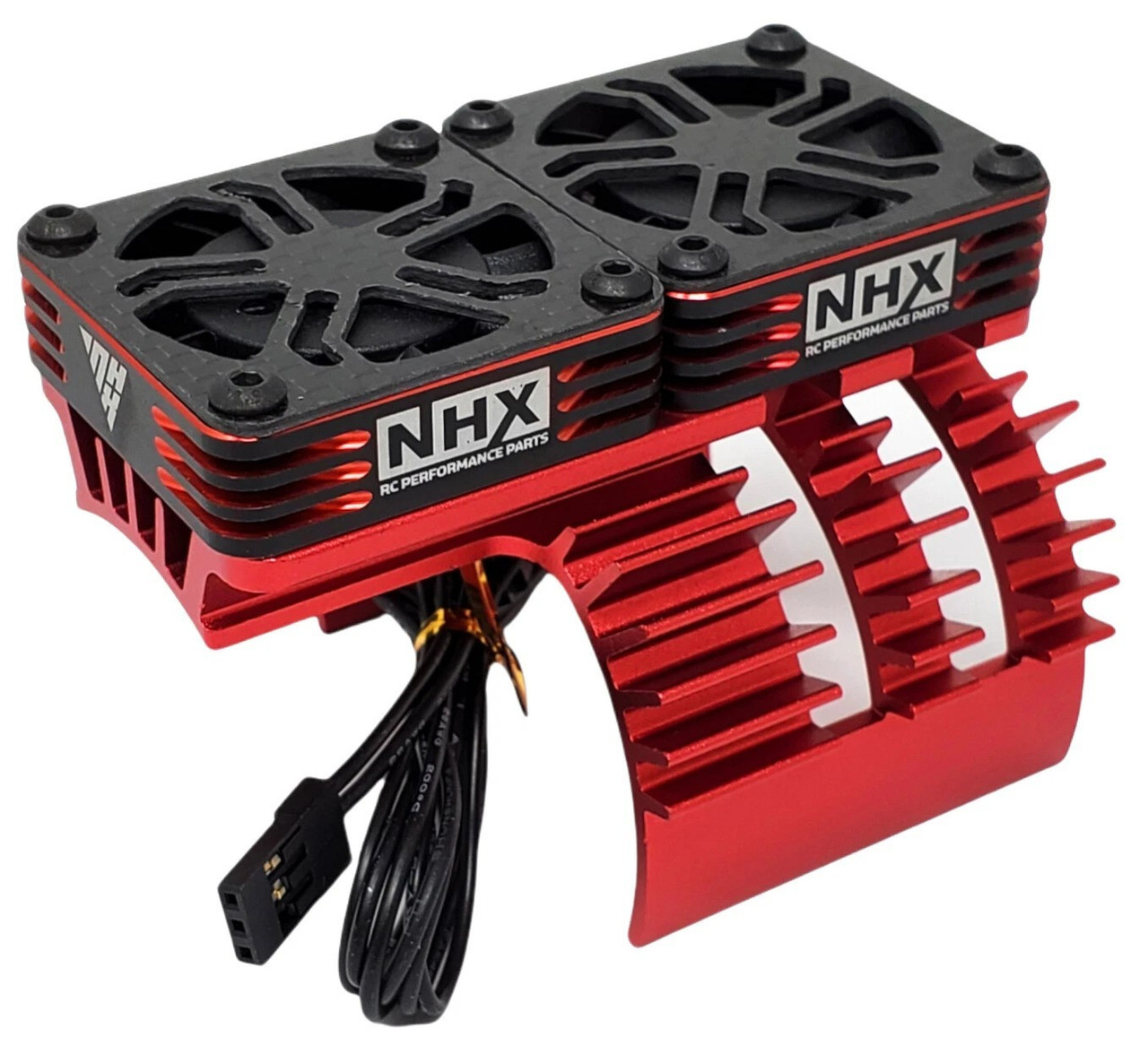NHX RC 1/5 Twin Alum HV Cooling Fans w/Cover Motor Heatsink Red: CASTLE 2028