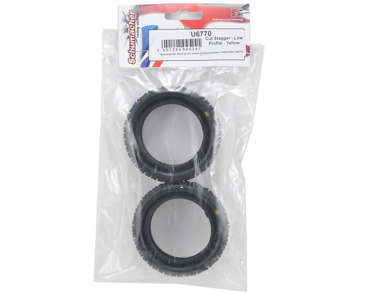 Schumacher "Cut Stagger" Low Profile 2.2" 1/10 2WD Buggy Front Turf Tires (2) (Yellow)