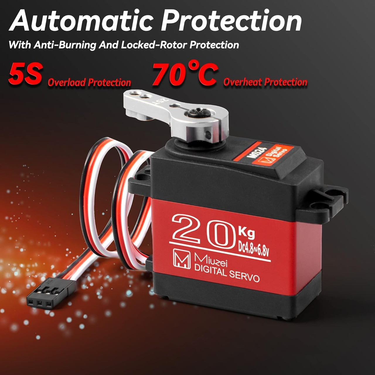 20KG Servo Motor High Torque Metal Gear Digital for 1/10 RC Car 4Pcs