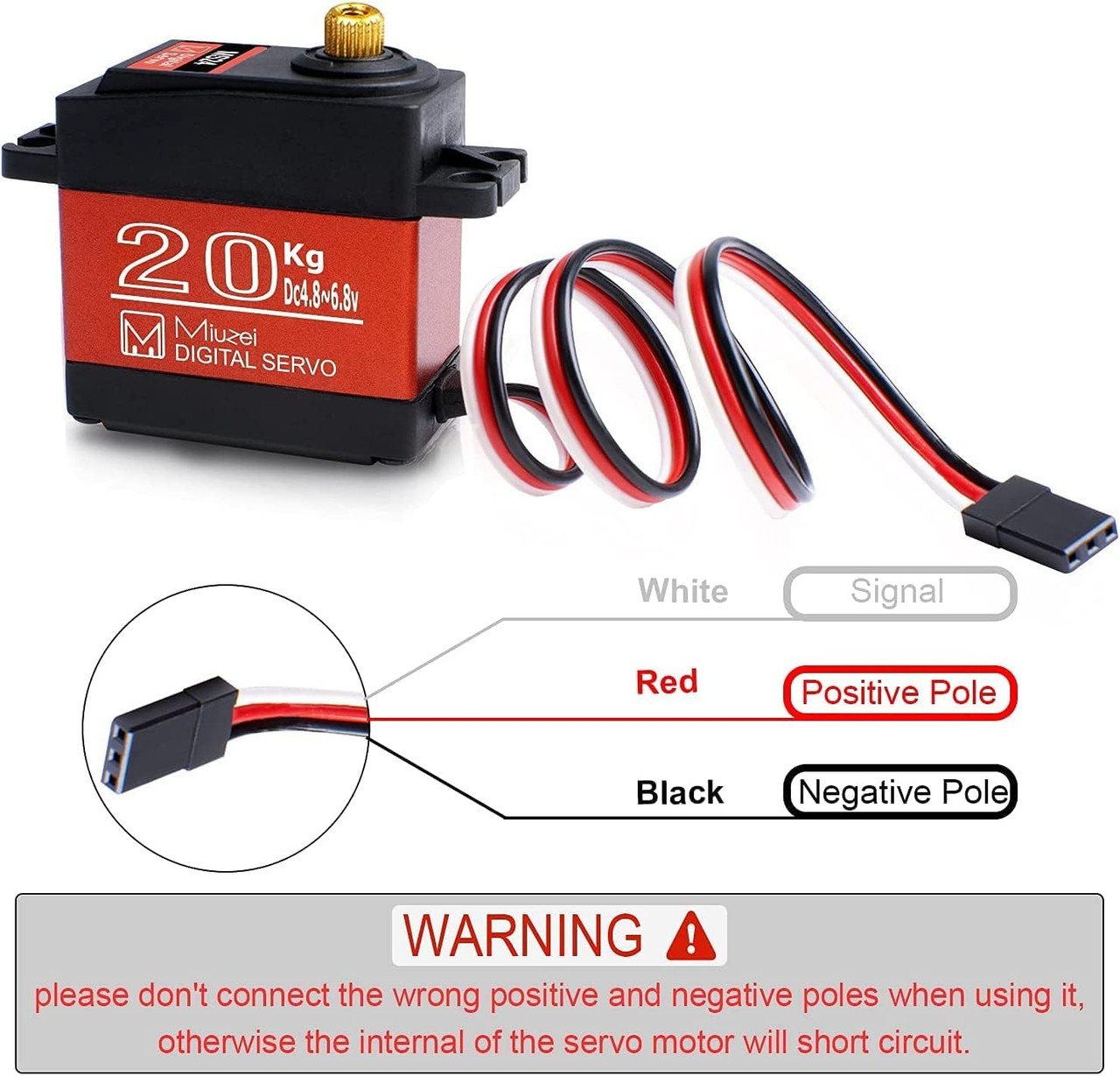 20KG Servo Motor High Torque Metal Gear Digital for 1/10 RC Car 4Pcs