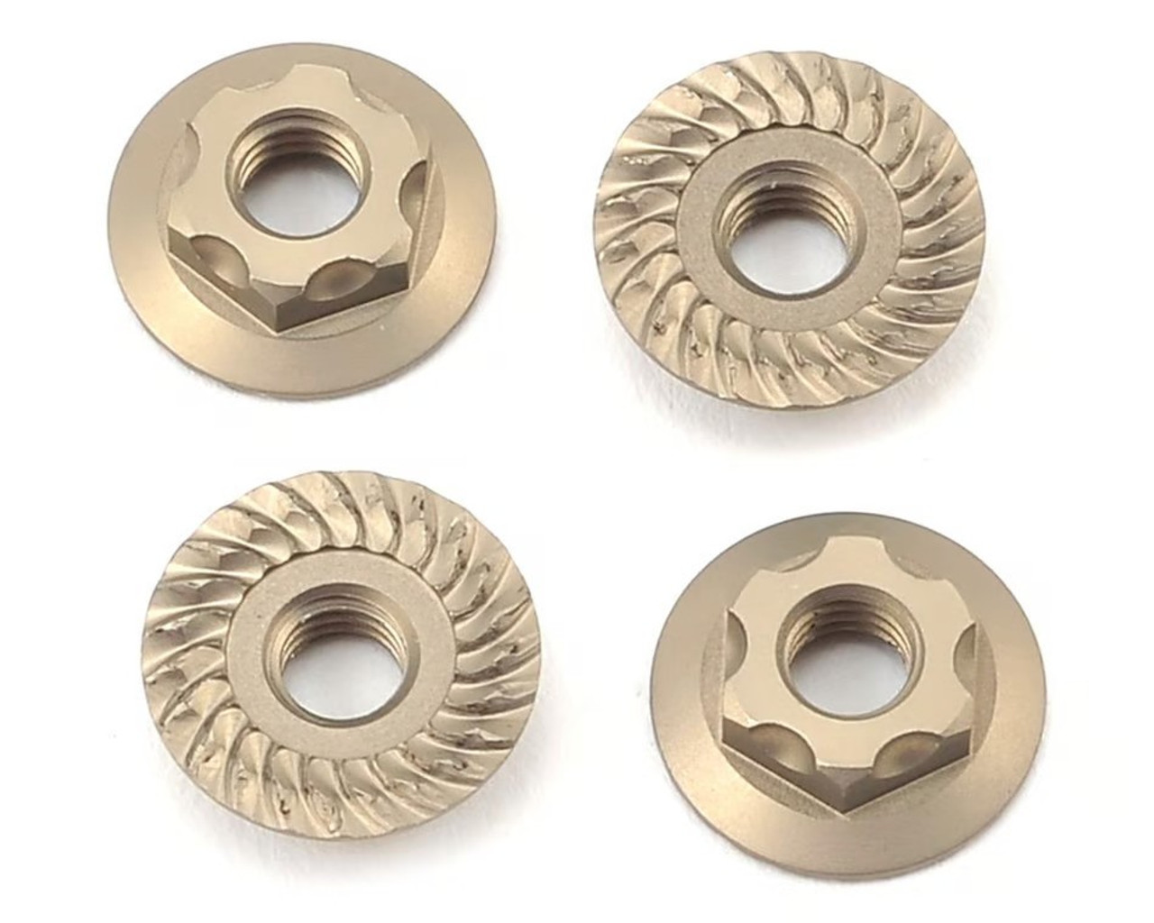 Yokomo 4mm Thin Aluminum Serrated Flanged Nut (4),