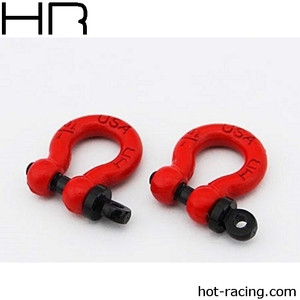 Hot Racing Aluminum 1/10 Scale D-Ring Tow Shackle (Red) (2),