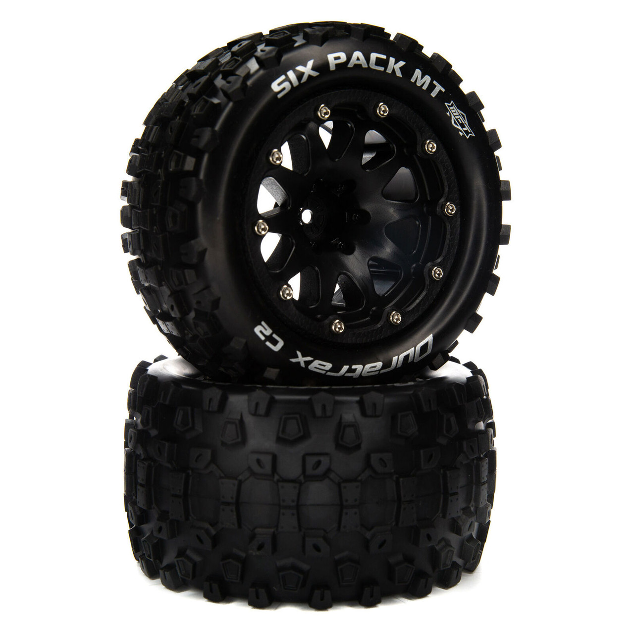 Six Pack MT Belted 2.8" Monster Truck Tires w/14mm Hex (Black) (2)