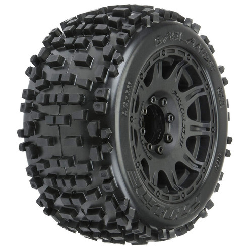 Badlands 3.8" Pre-Mounted Truck Tires (2) (Black) w/Raid Wheels (M2)