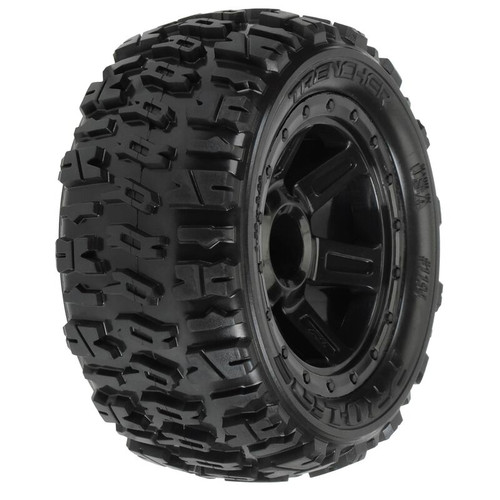 Pre-Mounted Trencher Desperado Wheels (2) (1/16 E-Revo) (Black)
