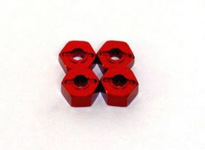 12mm Aluminum "Lock Pin Style" Wheel Hex Set (Red) (4)