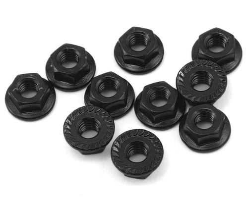 4mm Aluminum Serrated Lock Nut (10) (Black)
