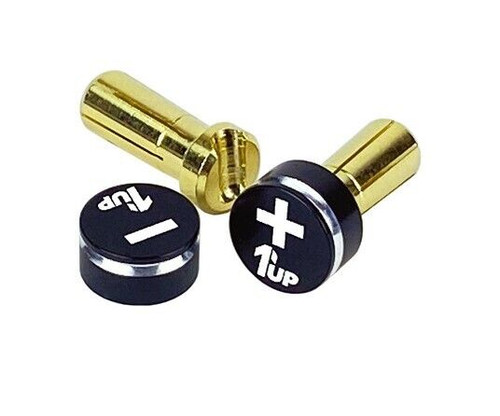 1UP Racing LowPro Bullet Plug Grips w/5mm Bullets (Black/Black)