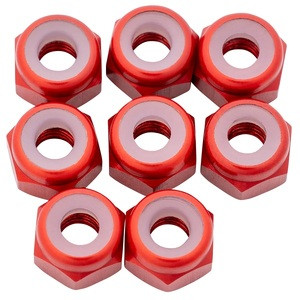 7075 Aluminum Locknuts, M3, Red, 8pcs