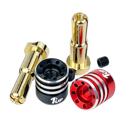 1UP Racing Heatsink Bullet Plug Grips w/4-5mm Bullets (Black/Red)