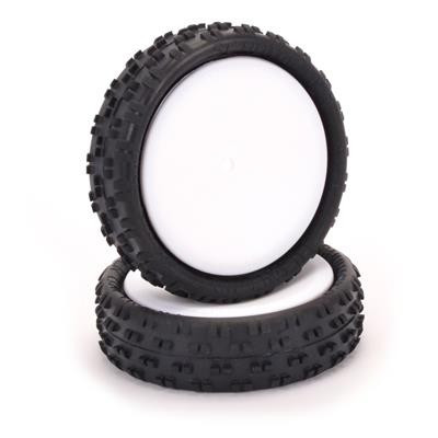 Schumacher "Cut Stagger" Pre-Mounted 2.2" 2WD Buggy Front Turf Tires (2) (Yellow) (White) w/12mm Hex