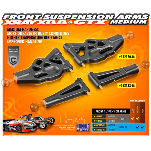 XB8 COMPOSITE FRONT LOWER SUSPENSION ARM - MEDIUM