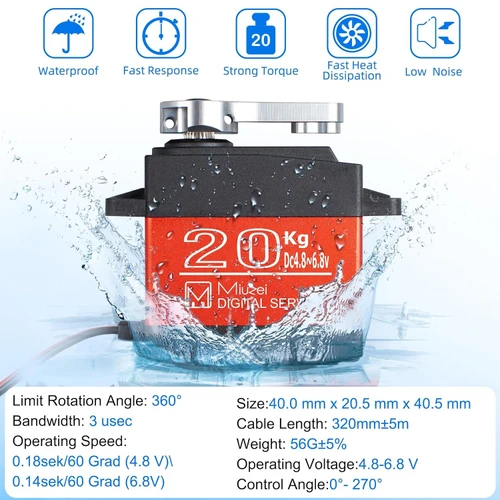 20KG Servo Motor High Torque Metal Gear Digital for 1/10 RC Car 4Pcs