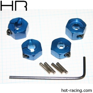 Hot Racing 12mm Traxxas 2WD Aluminum Wheel Hexes (Blue) (4),